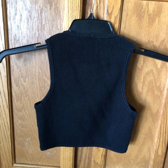 Brooklyn Karma Ribbed Cashmere Blend Sleeveless Crop Sweater - S - Picture 9 of 12